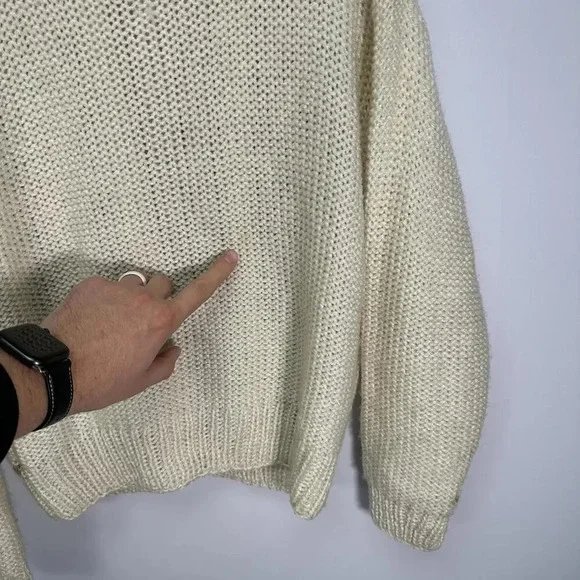 Vintage Bauble Cream Knit Cardigan Sweater Large - Picture 6 of 6